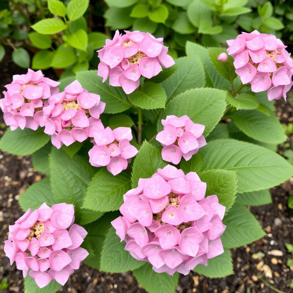 Pink Hydrangea Macrophylla Summer Flowering Garden Plant