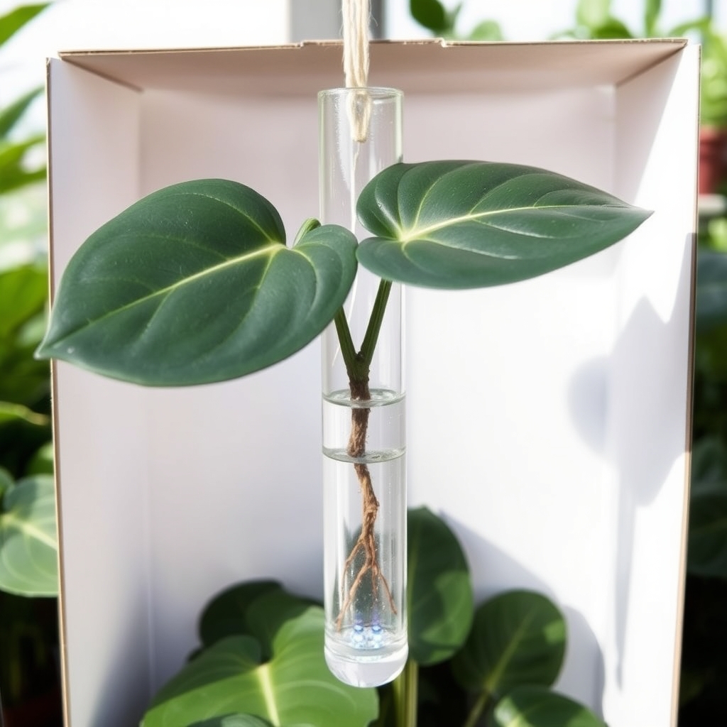 Hydroponic Clusia in a Glass Tube with LED Light & Gift Box
