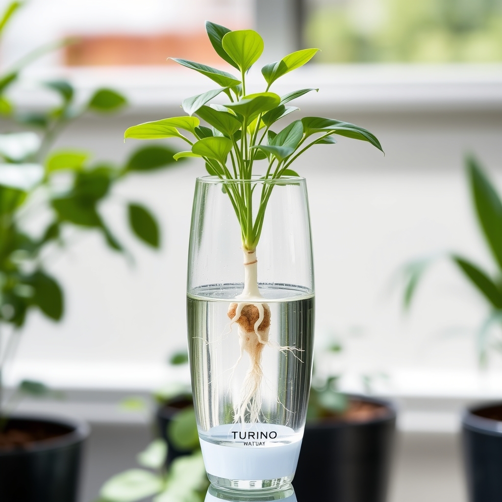 Hydroponic Indoor Plant in Turino Glass Vase with LED Light
