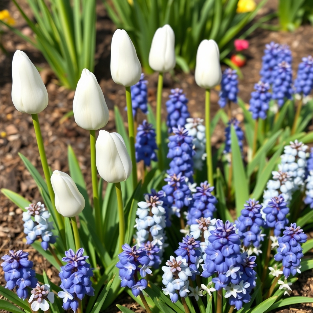 Tulip Purissima with Muscari White Magic