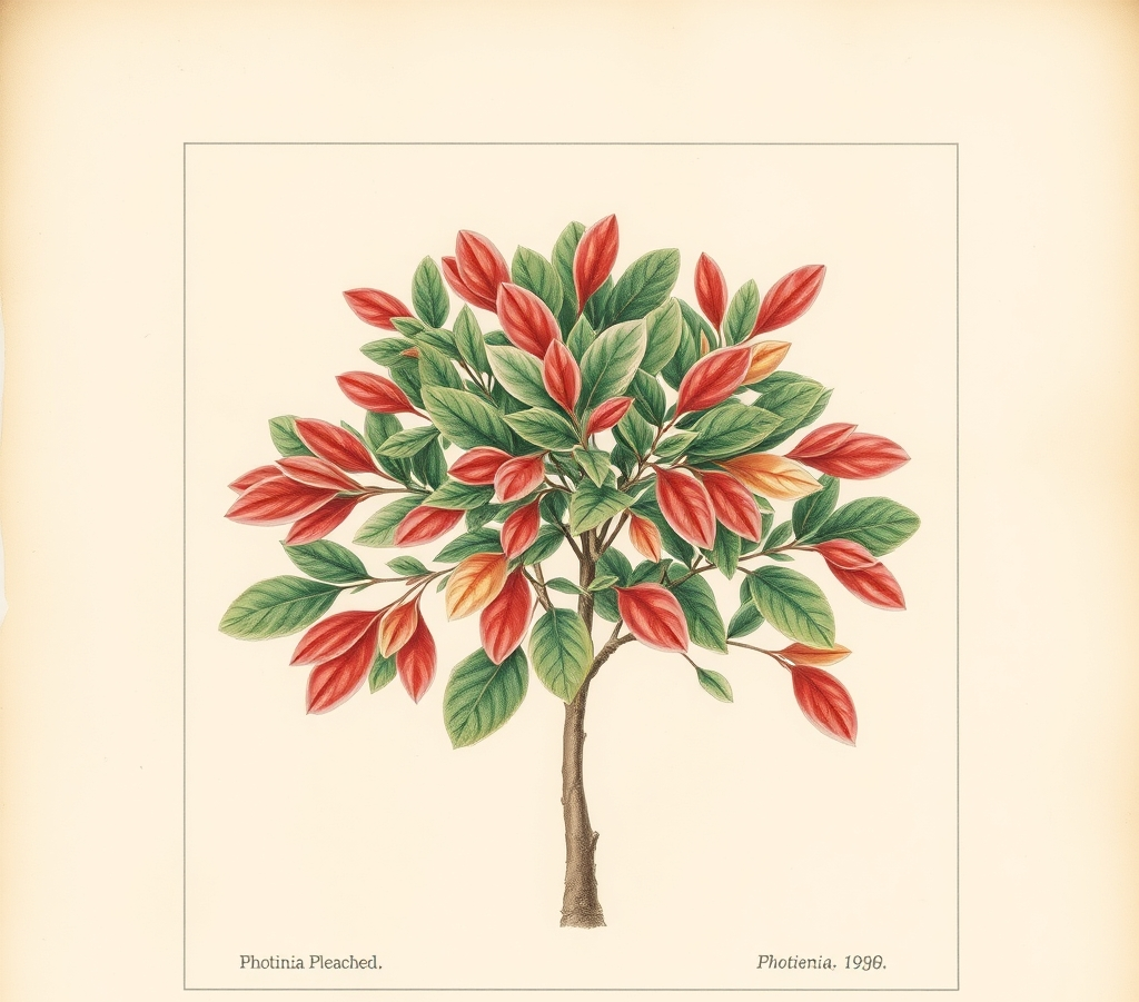 Pleached Photinia 'Pink Marble' Tree