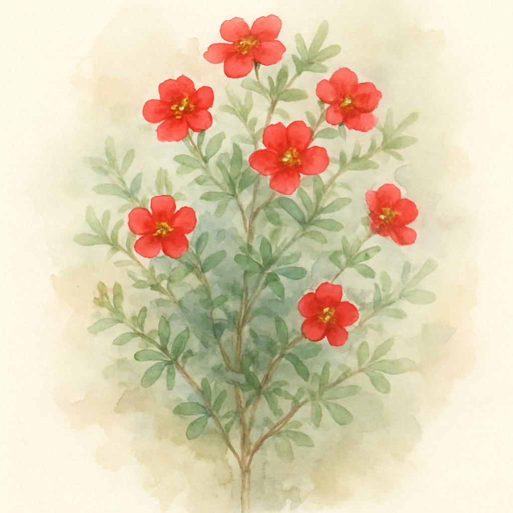 Potentilla fruticosa 'Marian Red Robin'
