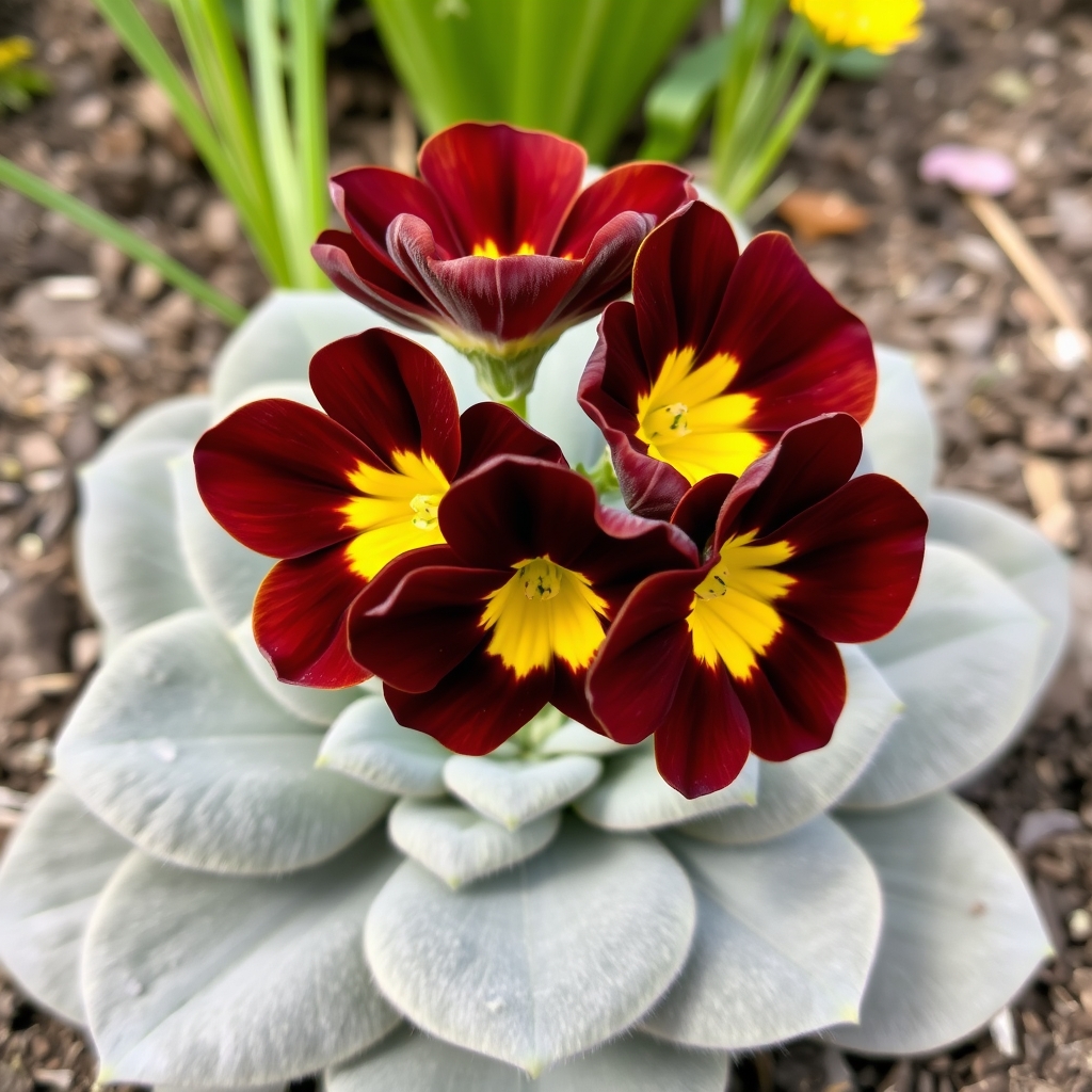 Primula auricula ‘Sanctuary Wood’