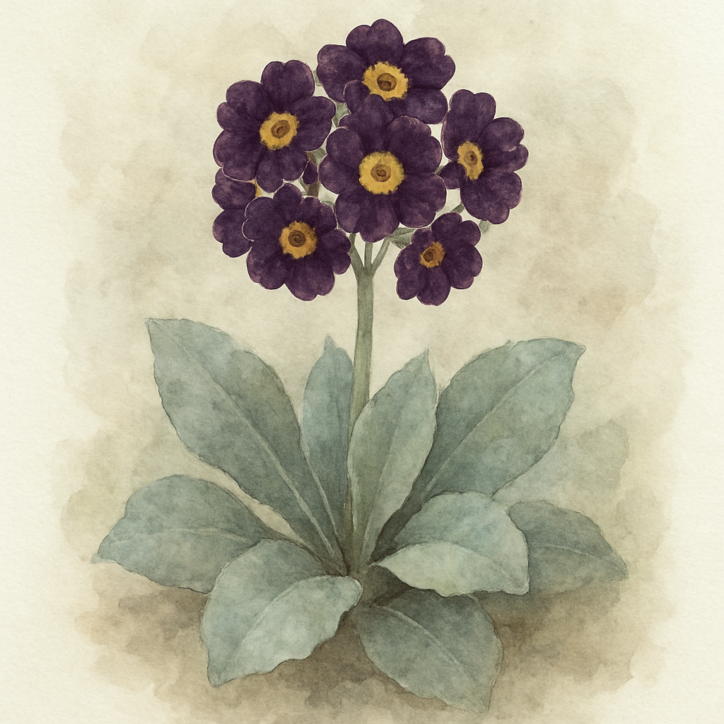 Primula auricula 'Purple Pip'