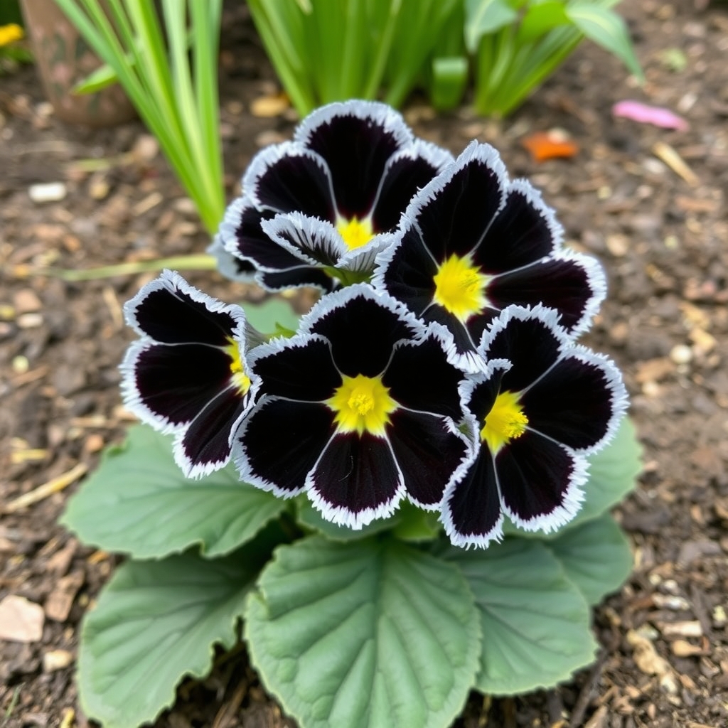 Primula elatior hybrid Silver Lace Black
