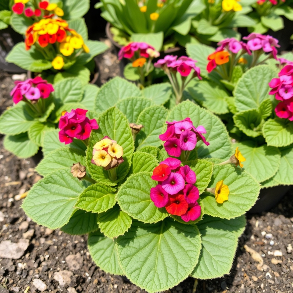 Primula in pots