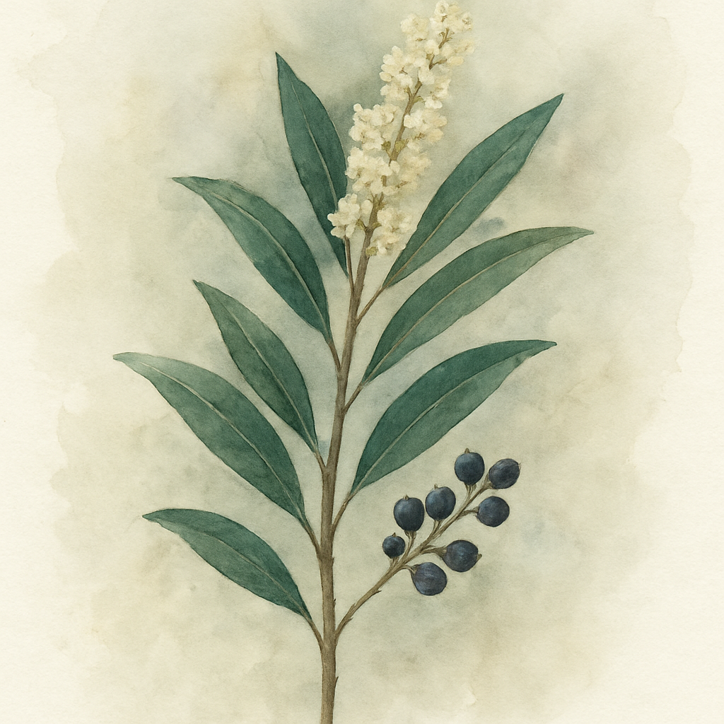 Prunus caroliniana (Carolina cherry laurel)
