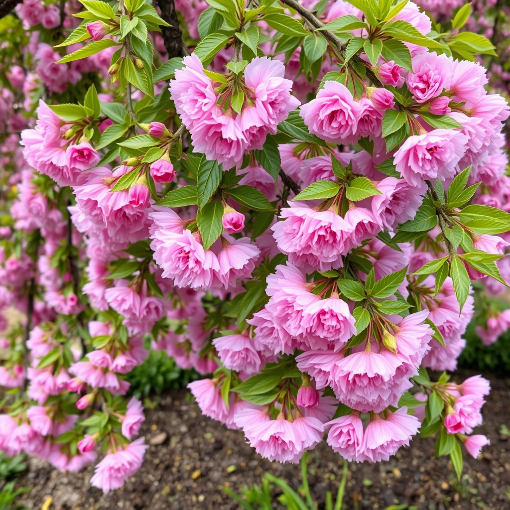 Prunus serrulata Kiku shidare zakura (Weeping cherry)