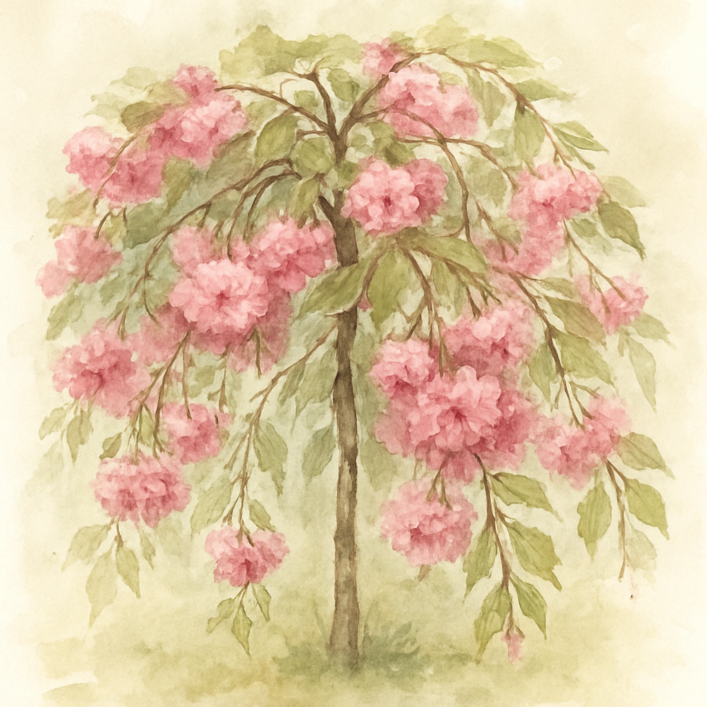 Prunus serrulata Kiku shidare zakura (Weeping cherry)