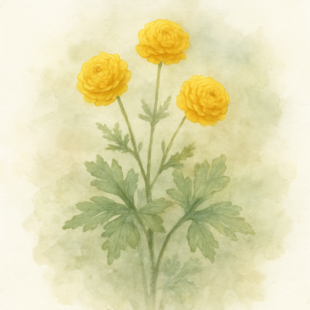 Ranunculus acris Flore Pleno (Batchelor’s buttons/double meadow buttercup)