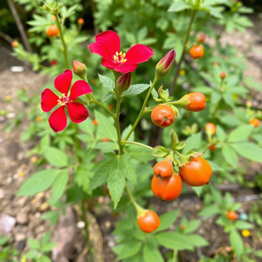 Rosa moyesii Geranium