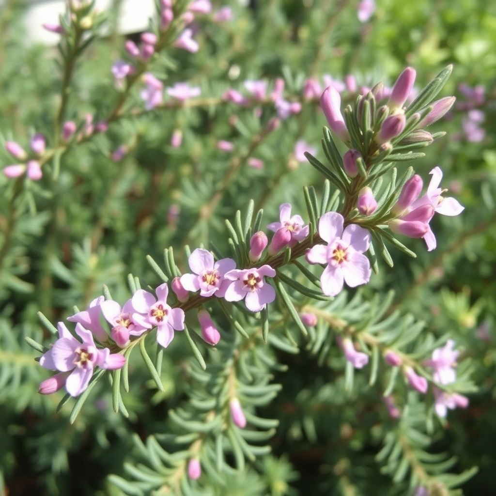 Rosemary: Pink flowering rosemary (Salvia rosmarinus 'Roseus')
