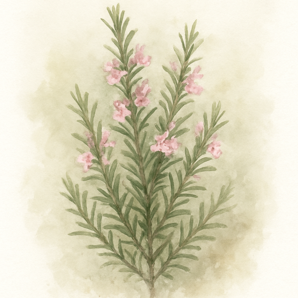 Rosemary: Pink flowering rosemary (Salvia rosmarinus 'Roseus')