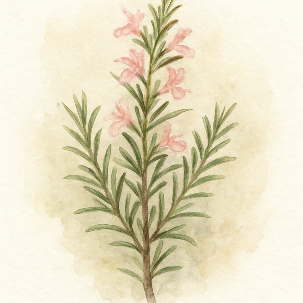 Rosemary: Pink flowering rosemary (Salvia rosmarinus 'Roseus')