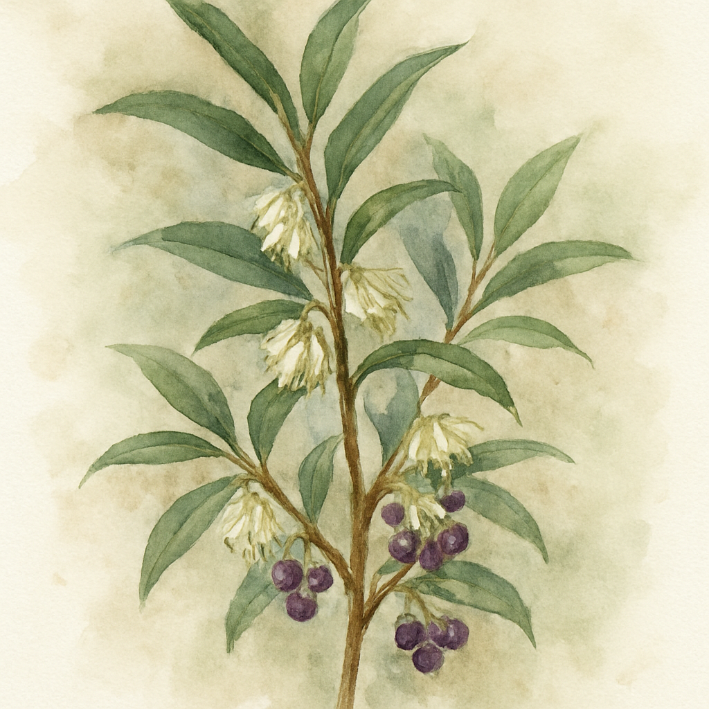 Sarcococca hookeriana var. hookeriana Sweet Box (violet fruited form)