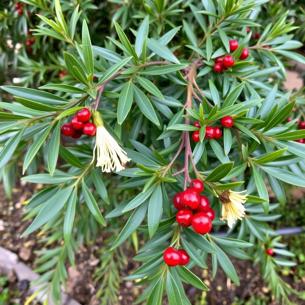 Sarcococca ruscifolia var. chinensis Chinese Fragrant Red Sweet Box (red fruited)