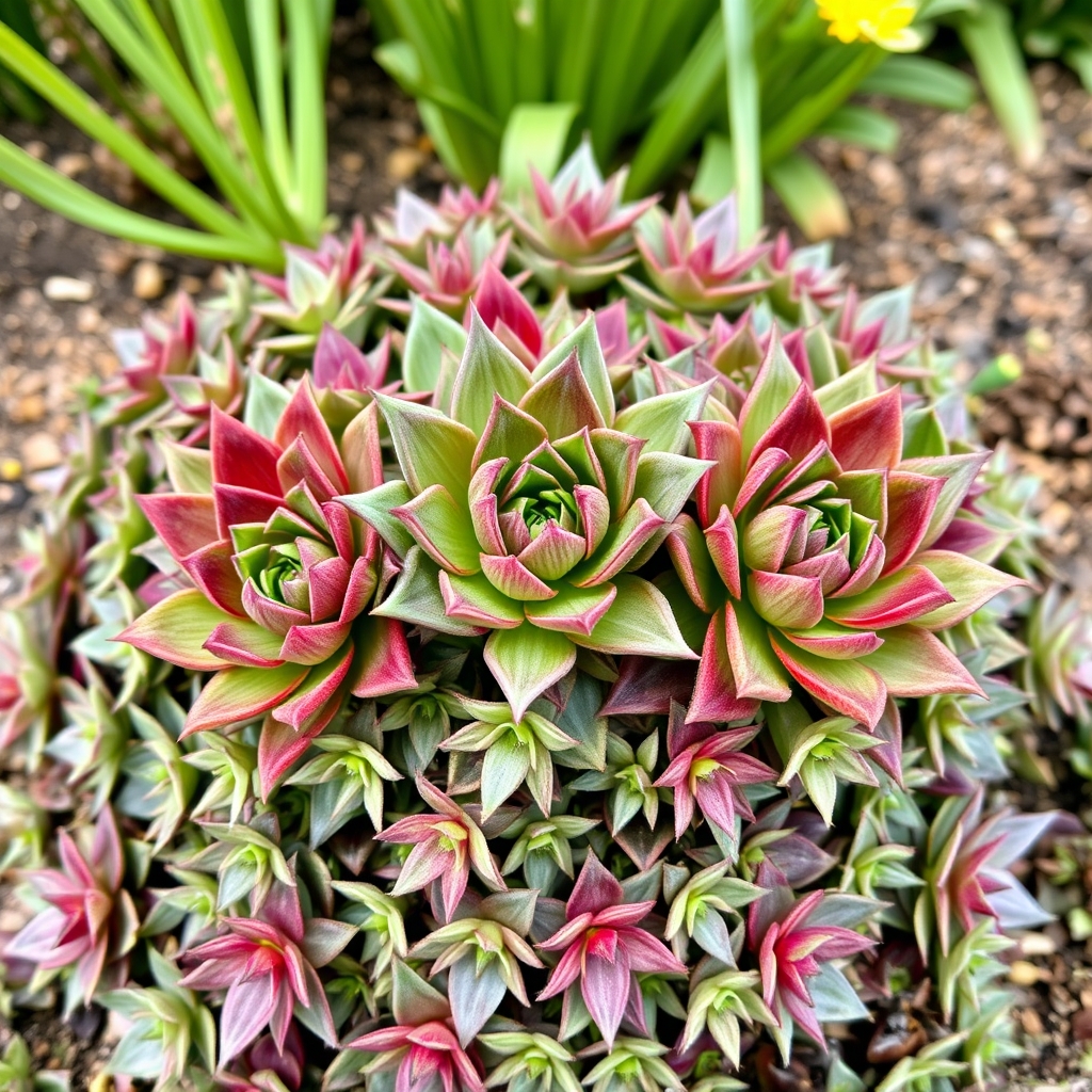 Sempervivum – Trio of large, potted – hardy outdoor succulents for rockeries ‘Houseleeks’