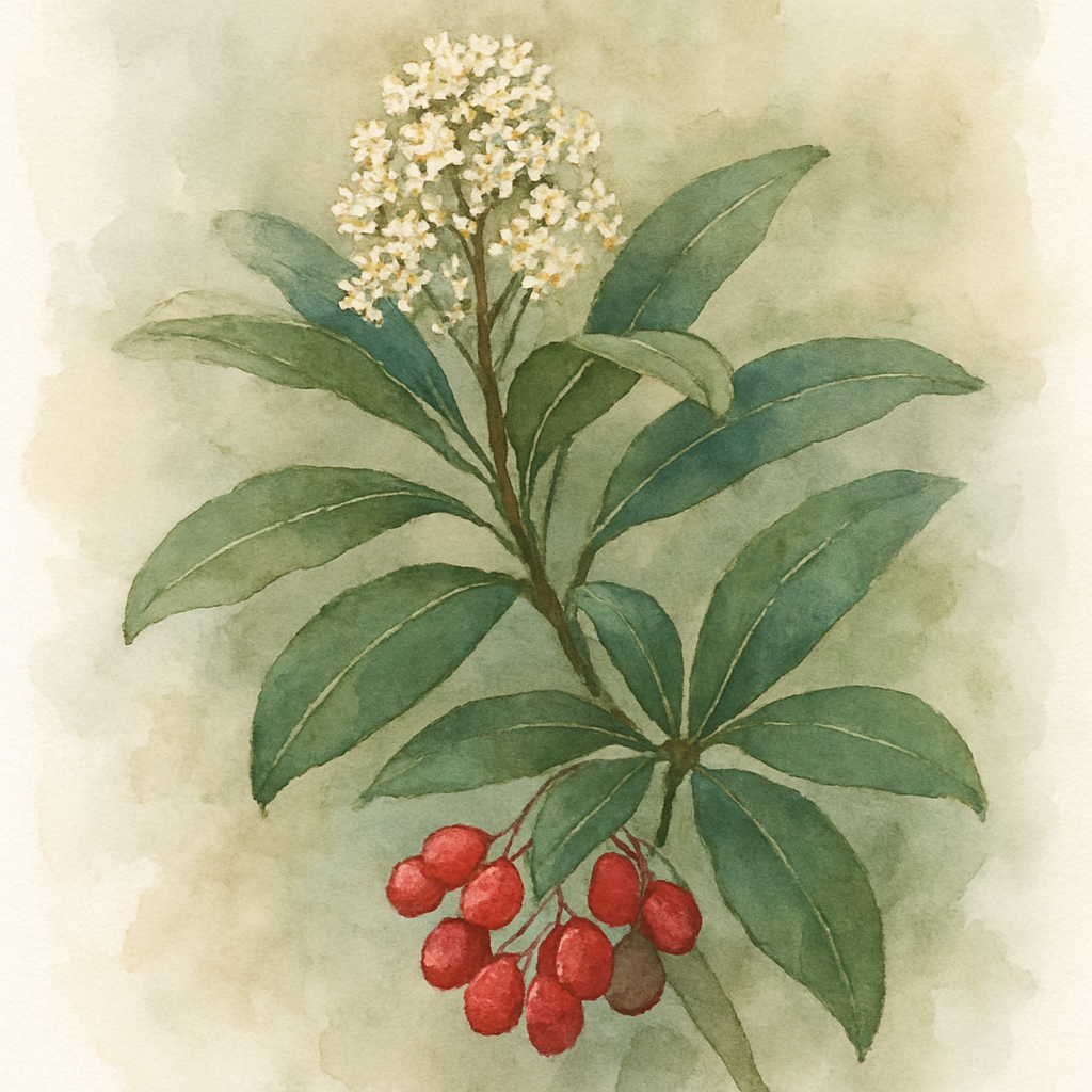 Skimmia japonica subsp reevesiana Japanese Skimmia (self fertile)