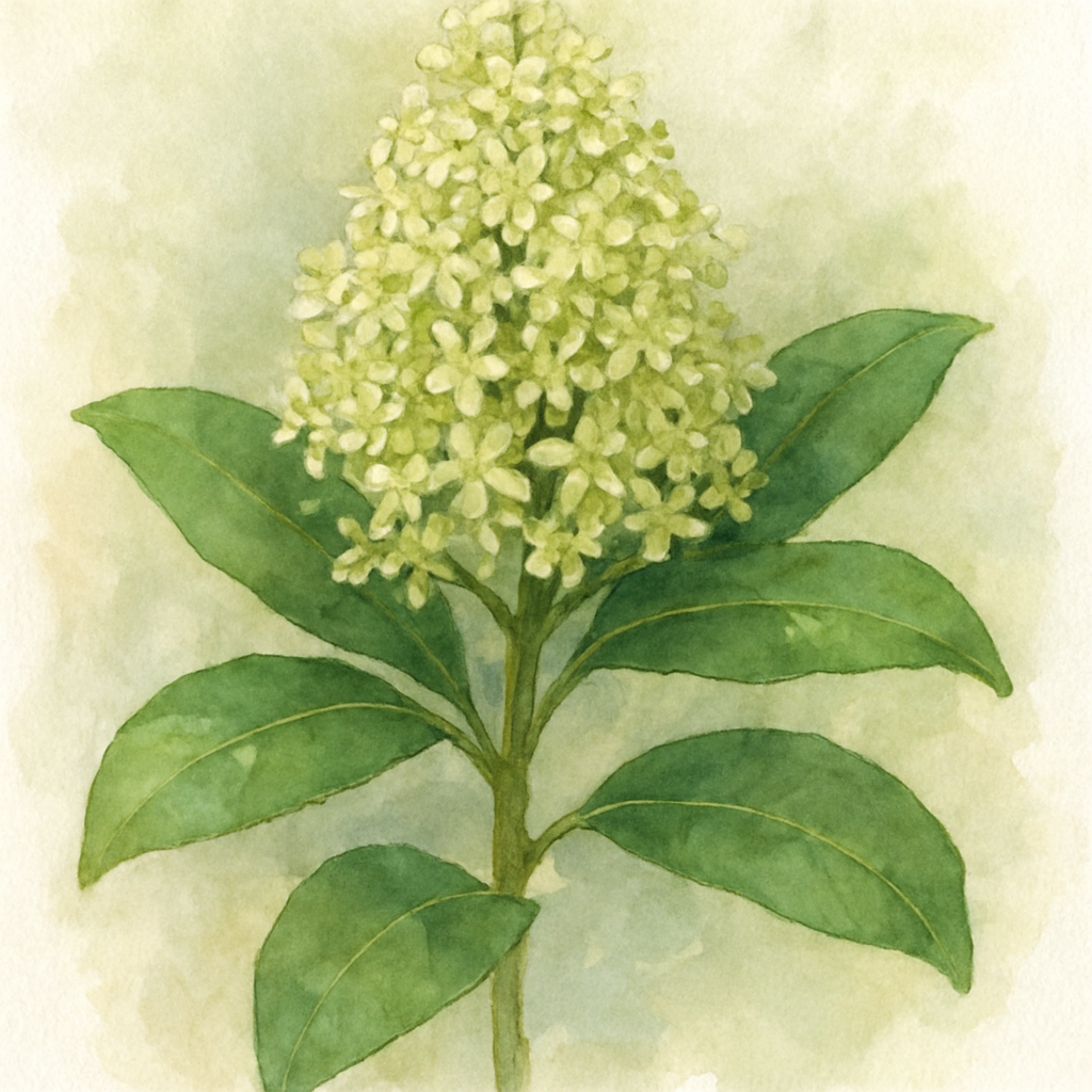 Skimmia x confusa ‘Kew Green’